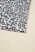 Leopard Print Contrast V Neck Varsity Stripe Drop Shoulder Top